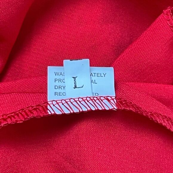 Red Tiered V-Neck Embroidered Mini Dress Open Back Size Large Cowgirl Western - Picture 9 of 9